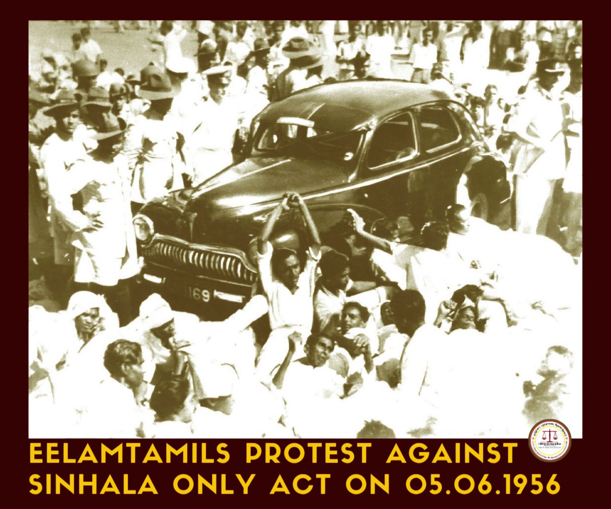 On this day in 1956, Eelamtamil protesters opposing the Sinhala Only Act, which aimed to make Sinhala the sole official language of  the island. Eelamtamils were attacked by 500 Sinhala extremists. 
#sinhalaonly #eelam #neverforget #weremember