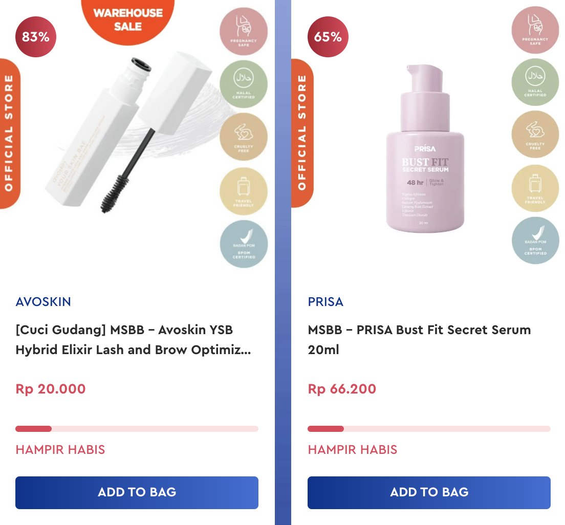 GOOONGG banget flash salenya!
🔥 Avoskin jadi 20k
🔥 Prisa jadi 60 ribuan

Klik sini buruan buat rebutan stoknya!

🔗 myskinbutbetter.com