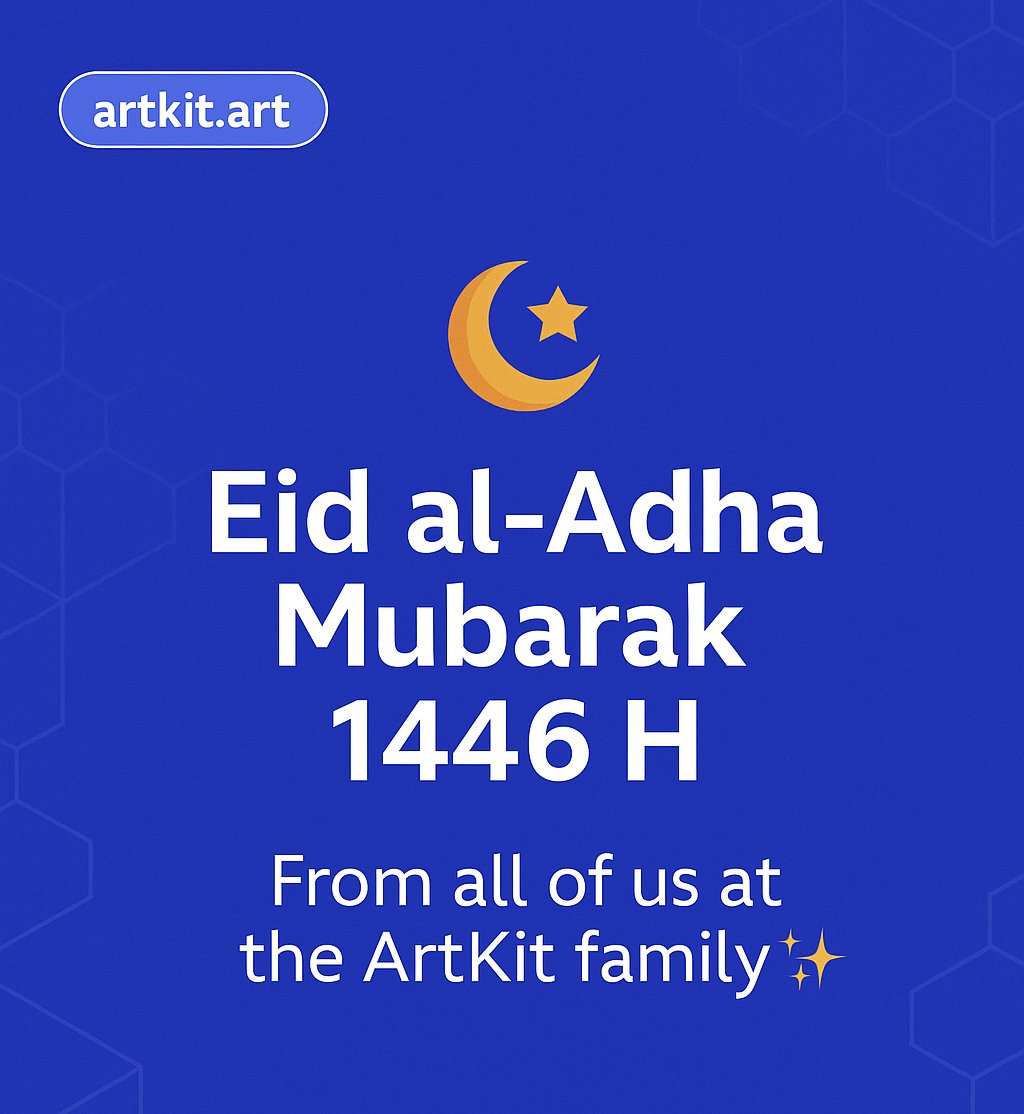 Eid al-Adha Mubarak from ArtKit! Wishing you peace, kindness, and blessings on this special day. 🌙 Thank you for being part of our journey. Let’s keep growing, together. 📷 #ArtKit #EidMubarak #EidAlAdha #NFTCommunity #Web3WithHeart