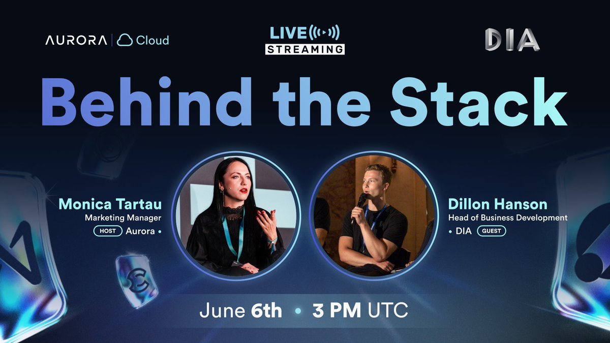 Aurora (@auroraisnear) on Twitter photo 🚨 New Series. New Chains. New Tools.
We’re kicking off the ACC Marketplace - Behind the Stack. A rapid-fire X Spaces series where top projects pitch directly to founders building Virtual Chains.
🎙️ First up: <a href="/DIAdata_org/">DIA | Cross-Chain Oracles for Web3</a> - Cross-Chain Oracles for Web3
🗓️ Tomorrow, June 6
⏰ 🚨 New Series. New Chains. New Tools.
We’re kicking off the ACC Marketplace - Behind the Stack. A rapid-fire X Spaces series where top projects pitch directly to founders building Virtual Chains.
🎙️ First up: <a href="/DIAdata_org/">DIA | Cross-Chain Oracles for Web3</a> - Cross-Chain Oracles for Web3
🗓️ Tomorrow, June 6
⏰