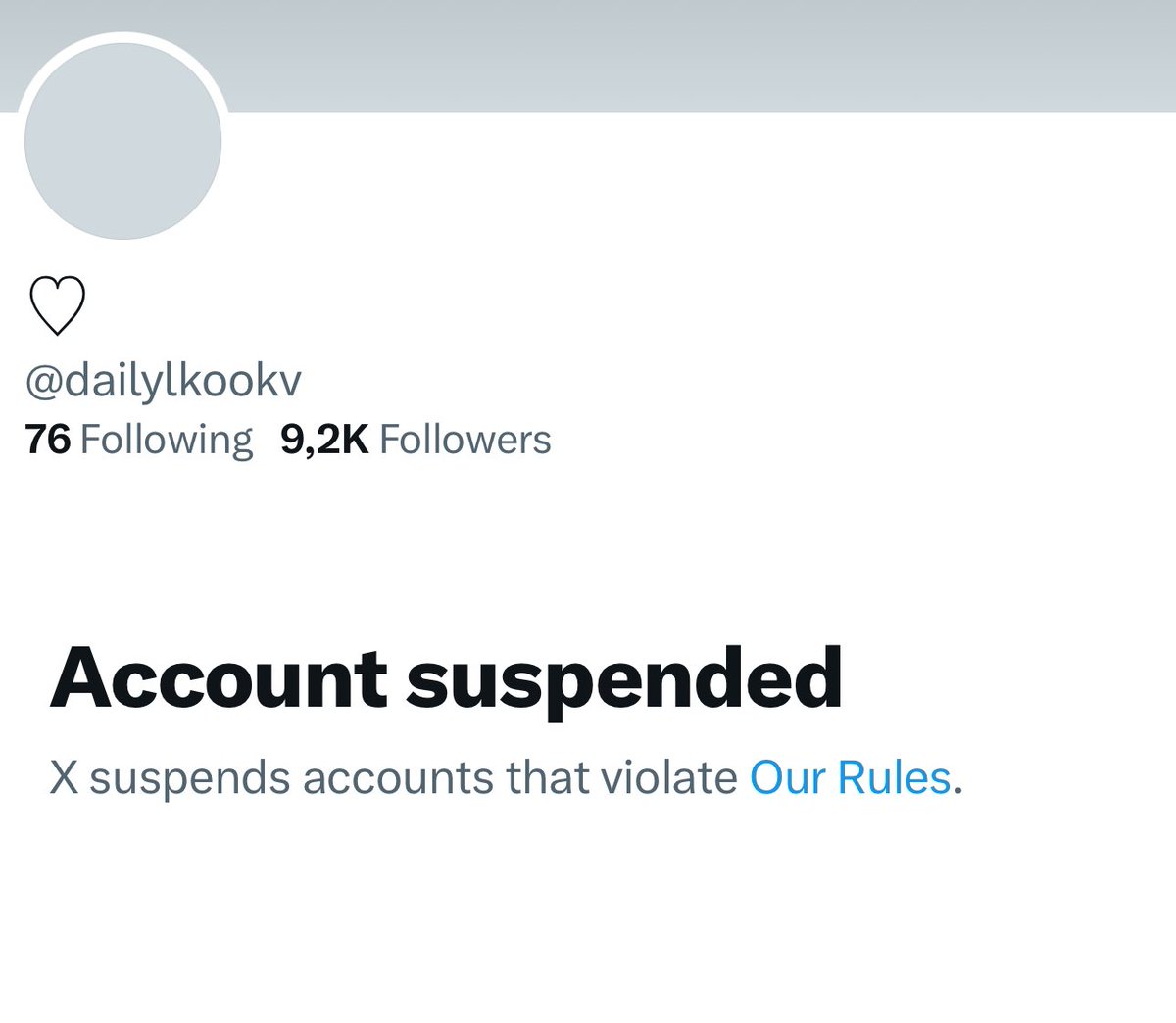 REPLY &amp; RETWEET ‼️

<a href="/X/">X</a> you wrongfully suspended user <a href="/dailylkookv/">♡</a> has not violated any rules of engagement. please return their account. <a href="/Support/">Support</a>