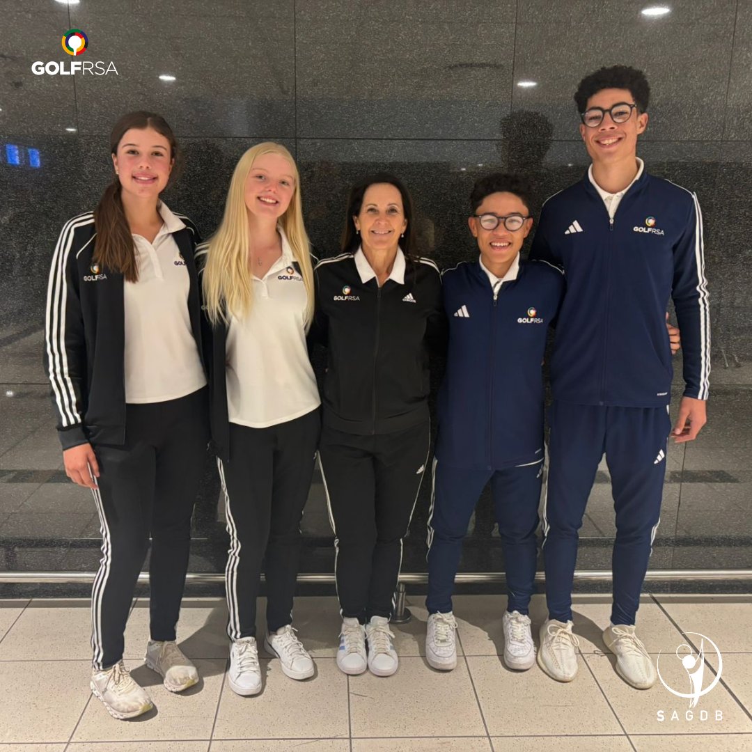 Wishing Megan Marais, Lourenda Steyn, Tynan Vermeulen, Jayden Hoskins &amp; team manager Madeleine de Wet a safe journey to Jakarta &amp; a wonderful campaign in the 2025 Ciputra Golfpreneur Junior World Championship ✈

#golfrsa #SAGDB #itstartshere #squadgoals