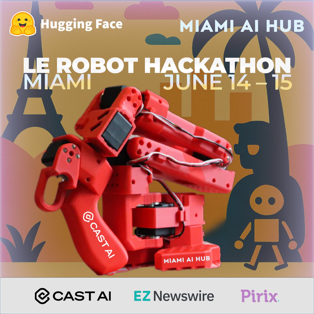 🔥 GIVEAWAY TIME 🔥
Together with <a href="/cast_ai/">Cast AI</a>, we’re handing one lucky builder a brand-new SO-ARM101 | Leader robotic arm just days before <a href="/LeRobotHF/">LeRobot</a> Hackathon Miami powered by <a href="/huggingface/">Hugging Face</a>  and <a href="/miamiaihub/">Miami AI Hub</a>.
How to enter
 1️⃣ Tap Like 👍
 2️⃣ Smash Repost 🔄 to spread the word
 …and