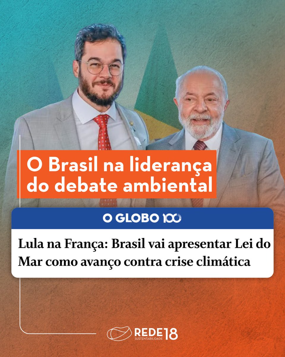 O Brasil vai às Nações Unidas com a Lei do Mar! Durante a Conferência dos Oceanos da ONU, que ocorrerá de 9 a 13 de junho na França, o presidente Lula apresentará a Lei do Mar como um avanço crucial na luta contra a crise climática. Parabéns, <a href="/tuliogadelha/">Túlio Gadêlha</a>!