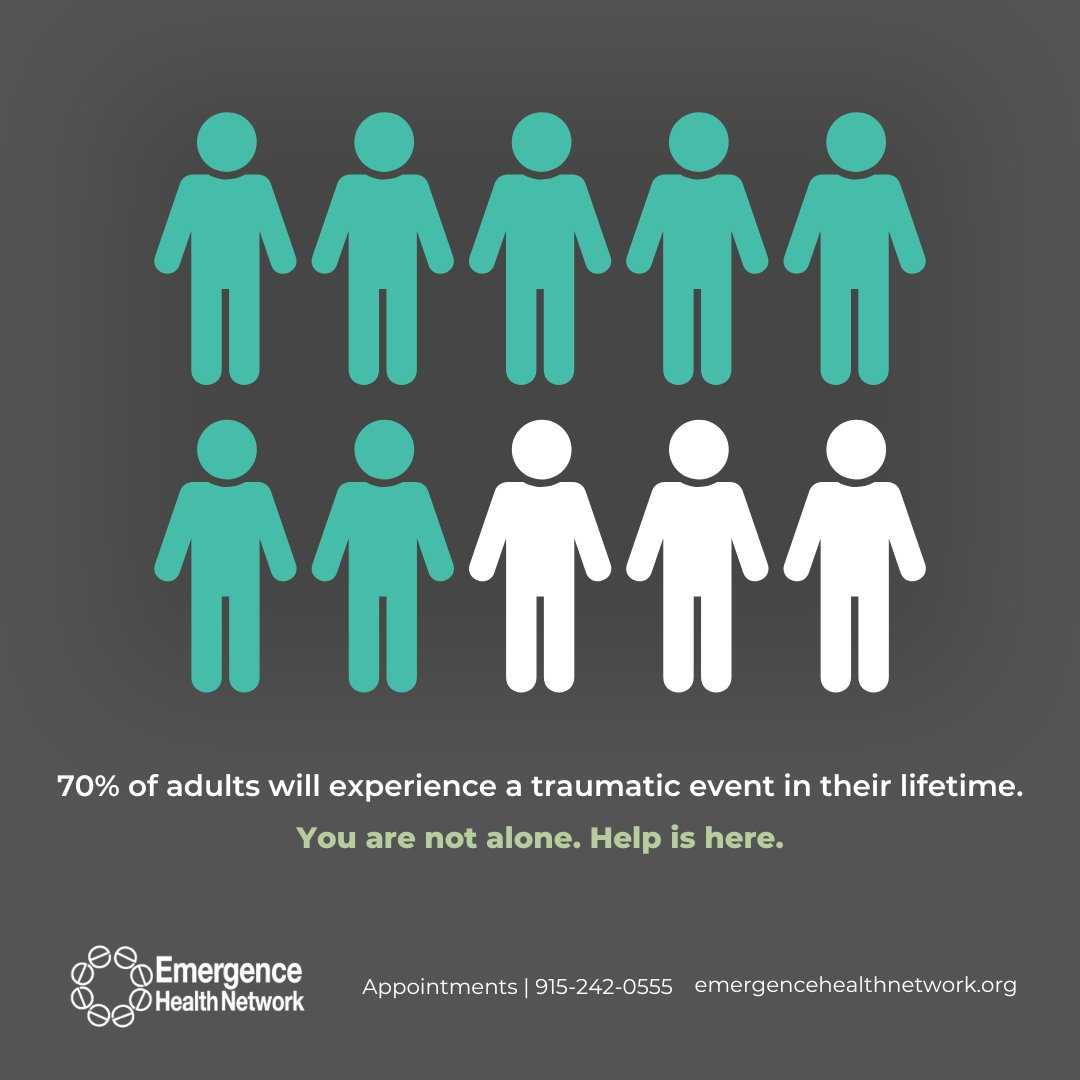 Emergence Health Network (@emergencehealth) on Twitter photo June is #PTSDAwarenessMonth, and while PTSD is commonly associated with our veteran community, anyone can experience a traumatic event💚EHN is here to help, call 915-242-0555 or visit emergencehealthnetwork.org to schedule an appointment June is #PTSDAwarenessMonth, and while PTSD is commonly associated with our veteran community, anyone can experience a traumatic event💚EHN is here to help, call 915-242-0555 or visit emergencehealthnetwork.org to schedule an appointment