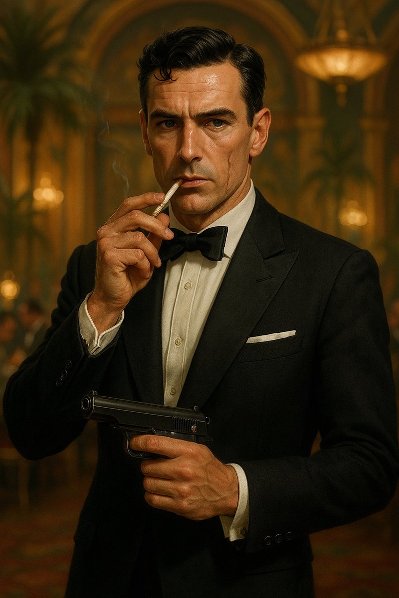 KlippeLars's tweet photo. @CultureCrave So I told AI to show me a portrait of Bond based on Flemings descriptions, then de-age him 15 years. Looks pretty accurate actually. https://t.co/T9kD3jRuno