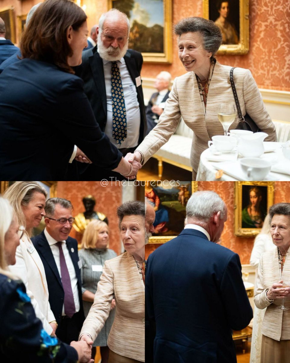 The Princess Royal greeting guests during a reception she held at Buckingham Palace, today! ✨