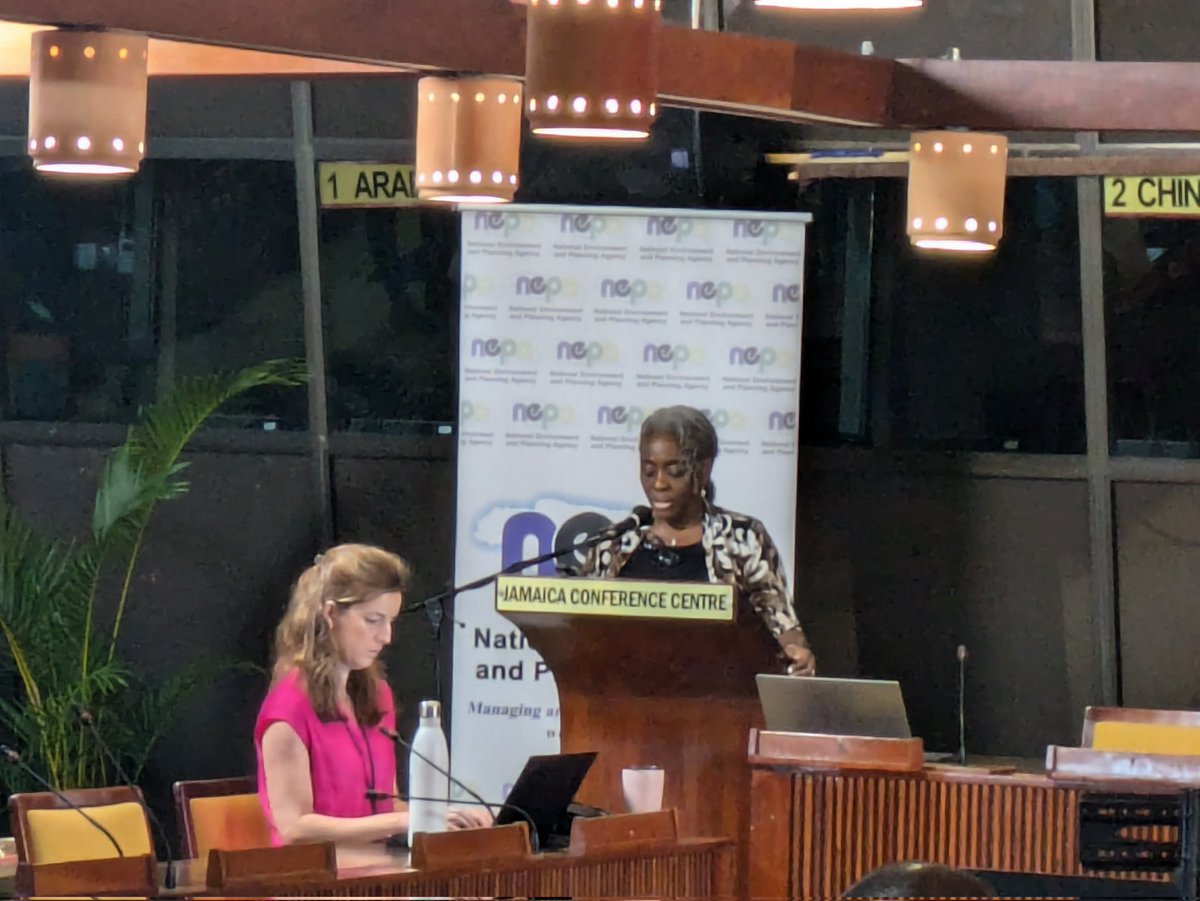 RoostersWorldja's tweet photo. National Environmental Awareness Week activity, a symposium at the Jamaican Conference Centre. 

Tracy Commock talks about the Natural History Museum in Jamaica to document and preserve our natural heritage. For example the Jamaica Giant Galliwasp.
#IOJ https://t.co/3mDpGEwEjF