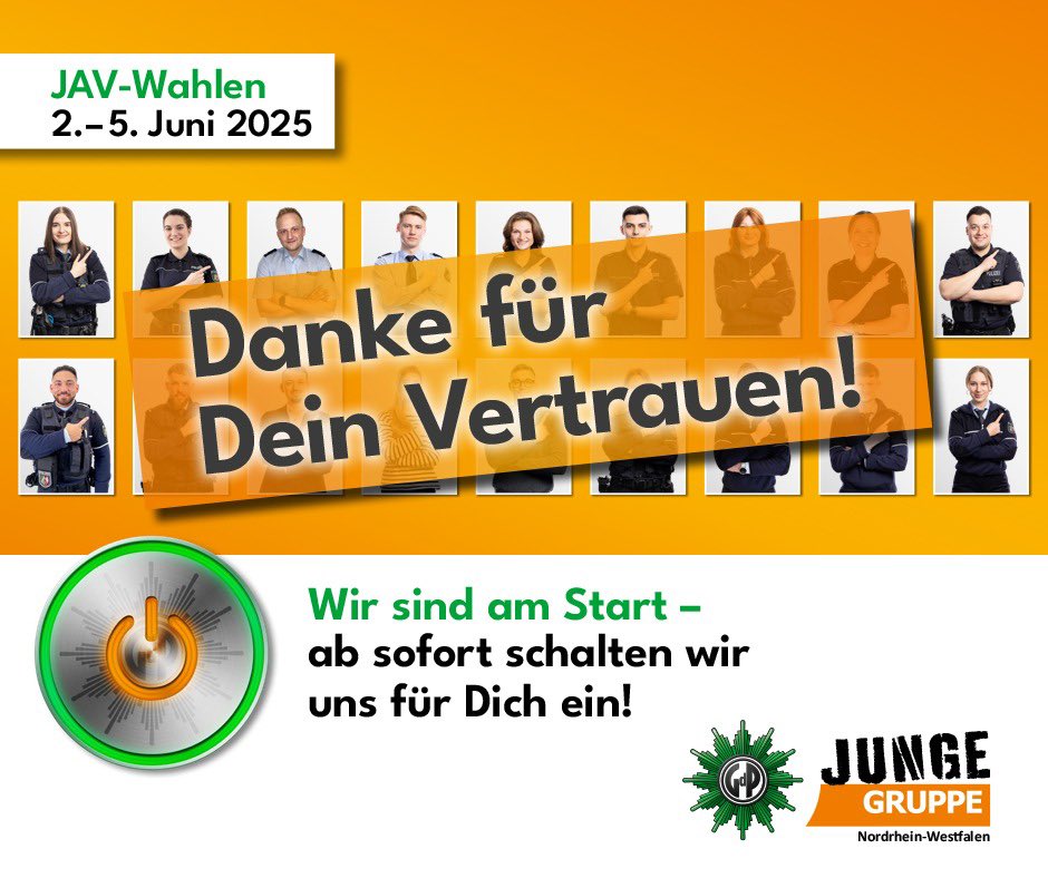 Die #GdP NRW holt bei der #JAV-Wahl starke 89% der berechtigten Stimmen– danke für euer Vertrauen!
Mit Präsenz vor Ort und Power im Feed, erstmals auch auf #TikTok: #Gewerkschaft geht auch #digital.
Jetzt geht’s weiter an die Arbeit! #polizei