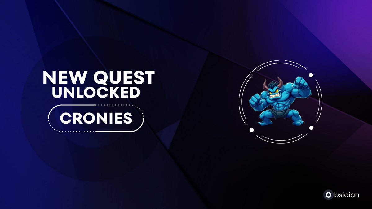 Obsidian Finance (@obsidianswap) on Twitter photo <a href="/Cronies4Cro/">Cronies on Cronos</a> has unlocked a new daily quest for trading $CRONIES
Earn 2 extra 💎s daily to reach 21 and claim a guaranteed Mystery Prize.
They’ve also added to our Mystery Prize fund both in Token and Cronies on Cronos NFTs that are still minting on <a href="/EbisusBay/">Ebisu's Bay | GameFi - NFT Market - DEX</a> <a href="/Cronies4Cro/">Cronies on Cronos</a> has unlocked a new daily quest for trading $CRONIES
Earn 2 extra 💎s daily to reach 21 and claim a guaranteed Mystery Prize.
They’ve also added to our Mystery Prize fund both in Token and Cronies on Cronos NFTs that are still minting on <a href="/EbisusBay/">Ebisu's Bay | GameFi - NFT Market - DEX</a>
