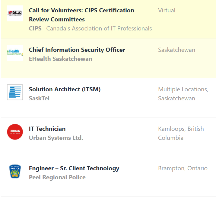 Featured IT Jobs from the CIPS Job Board:  
cips.ca/jobs/ 

#ICT #Jobs #Technology #Careers