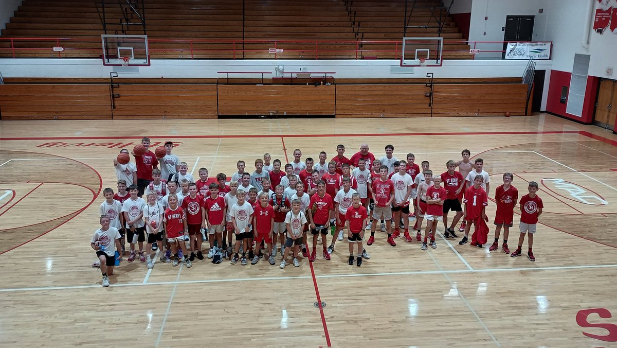 Great work by all the 5th-8th grade boys who took part in basketball camp. Their energy and work were fun to be around. <a href="/sthenryschools/">St. Henry Schools</a>