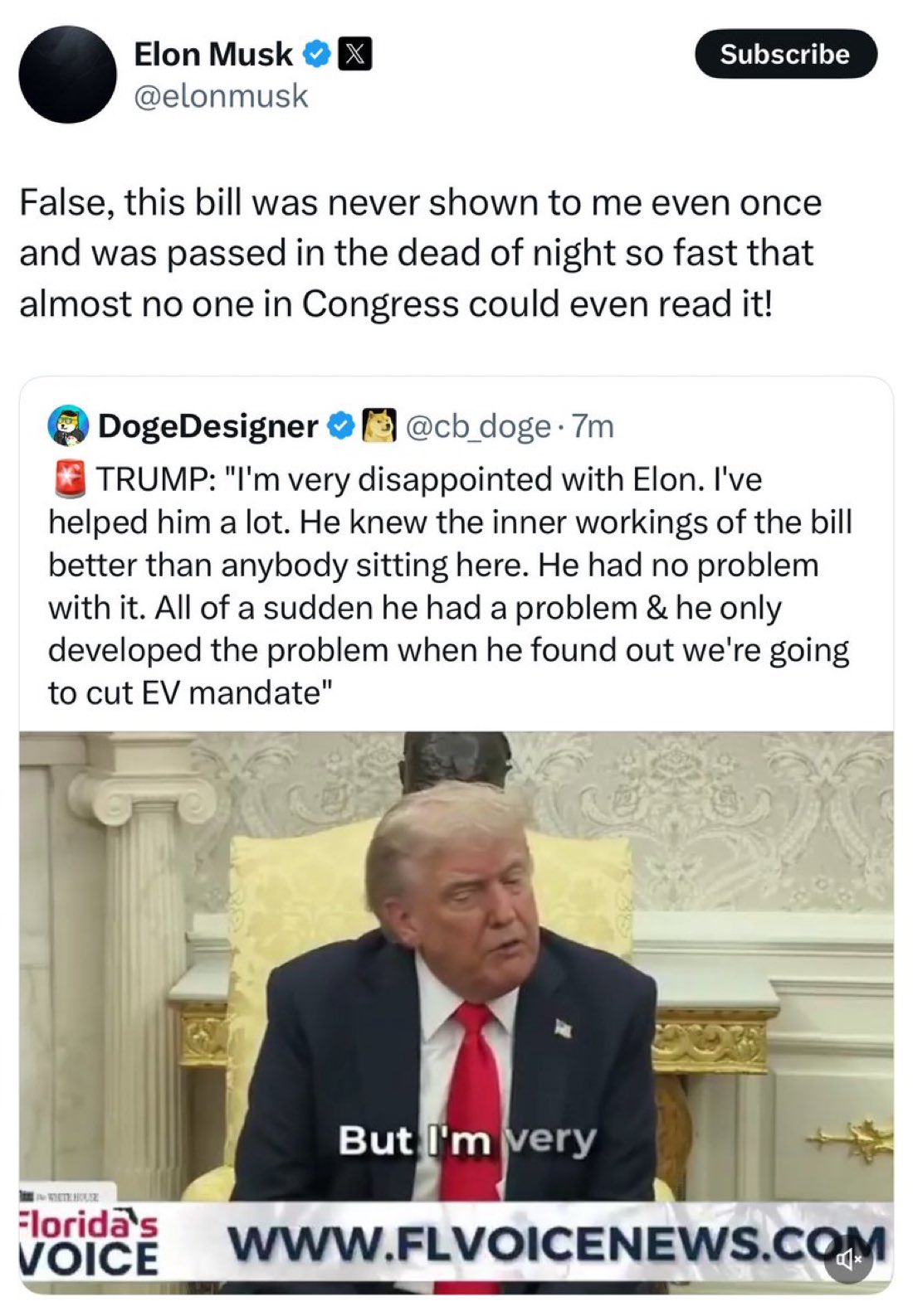 Alerta News 24 on X: "🇺🇸 | Elon Musk señaló casi como mentiroso a Trump señalando que es "falso" que le fue mostrado por Trump el proyecto de ley causante del problema