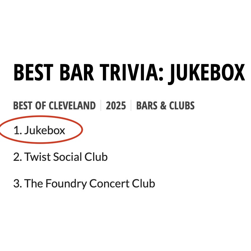 Jukebox (@jukeboxcle) on Twitter photo BACK TO BACK CHAMPS ππ We are thrilled to be recognized as BEST BAR TRIVIA by <a href="/ClevelandScene/">Cleveland Scene</a>! It could only be made possible by our incomparable host #DJToneDef. He is the heartbeat of the whole experience. Music Trivia is played every WED @ 8p. Reserve a table via LINK IN BIO BACK TO BACK CHAMPS ππ We are thrilled to be recognized as BEST BAR TRIVIA by <a href="/ClevelandScene/">Cleveland Scene</a>! It could only be made possible by our incomparable host #DJToneDef. He is the heartbeat of the whole experience. Music Trivia is played every WED @ 8p. Reserve a table via LINK IN BIO