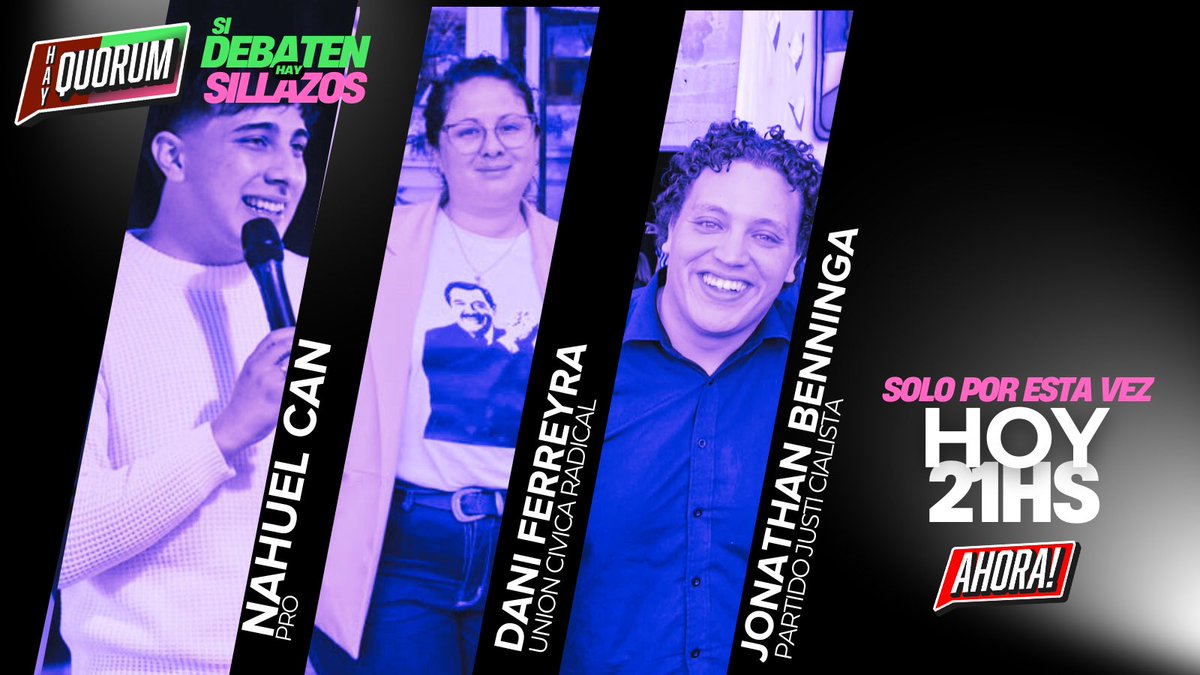 Posiblemente el episodio más PICANTE del ciclo 🌶🪑

- Debate bonaerense 

<a href="/nahuelcannn/">Nahue</a> - Pro?/LLA 🐍
<a href="/daniferreyra83/">Dani Ferreyra</a> - UCR 🇵🇱
<a href="/benninga14/">Jonathan</a> - PJ/FR ✌🏼

HORARIO ESPECIAL 

21hs x <a href="/ahora_stream/">AHORA!</a> 

youtube.com/live/a1mffeiTJ…