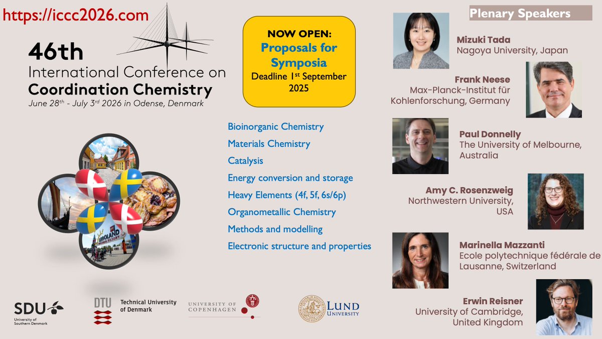 Mike Hannon (@hannongroup) on Twitter photo Calling all coordination chemists! ICCC 2026 (Denmark /Sweden) - in Odense next year. Propose sessions on your favourite topics NOW... but be quick! iccc2026.com Great planning meeting today led by <a href="/McKenzie_SDU/">Christine McKenzie</a>. Lots to look forward to… See you there! Calling all coordination chemists! ICCC 2026 (Denmark /Sweden) - in Odense next year. Propose sessions on your favourite topics NOW... but be quick! iccc2026.com Great planning meeting today led by <a href="/McKenzie_SDU/">Christine McKenzie</a>. Lots to look forward to… See you there!
