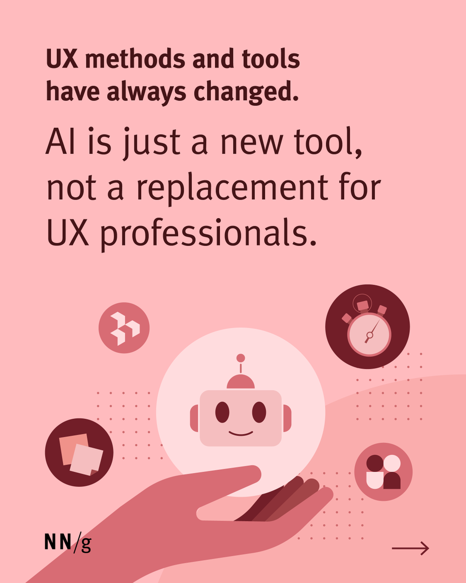 NNgroup's tweet photo. When Raluca Budiu joined NN/g 20 yrs ago, she got a pile of books &amp; a stopwatch. She used that watch once. Tools evolve (hi #AI 👋), but good UX stays rooted in human understanding. 

Read her take: https://t.co/UmHBcDO4PK 

#UXDesign #UXJobs #FutureOfUX #AIUX https://t.co/PA2SuLK9WP