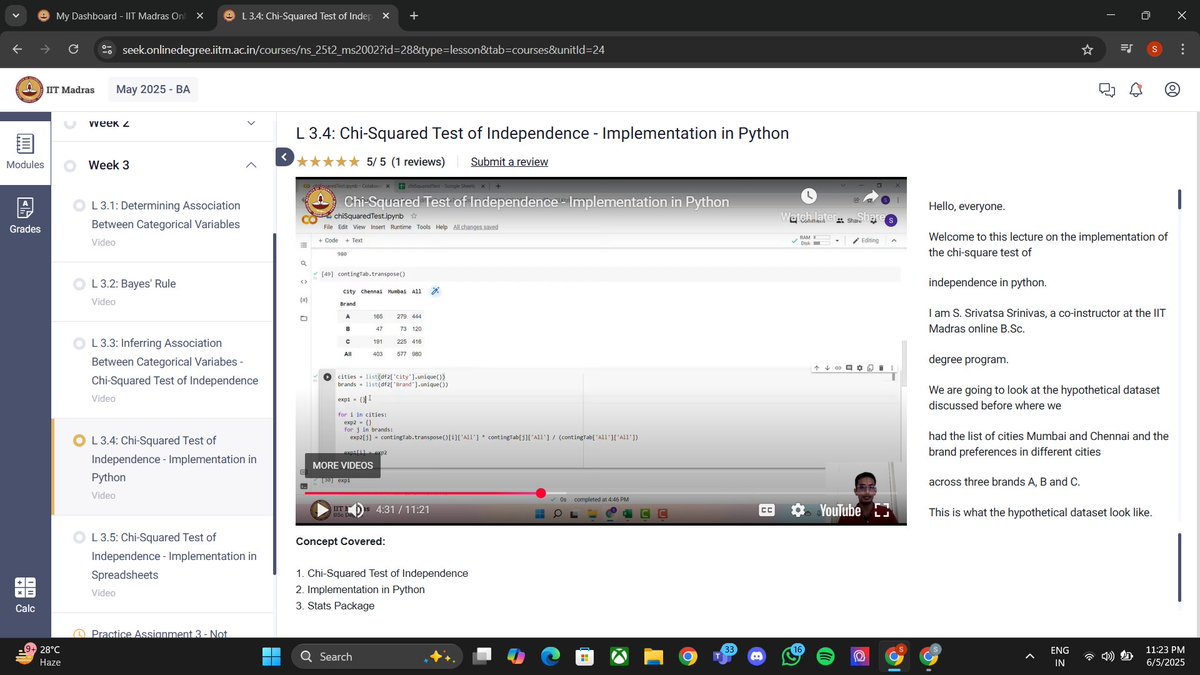 ds_sonalikumari's tweet image. Day 150 of my learning journey
Today in BA, I explored the Chi-Squared Test of Independence and its implementation in Python. It&apos;s fascinating how statistics can uncover relationships between categorical variables! 📊🐍
#LearningJourney #BA #ChiSquaredTest #Python #Statistics