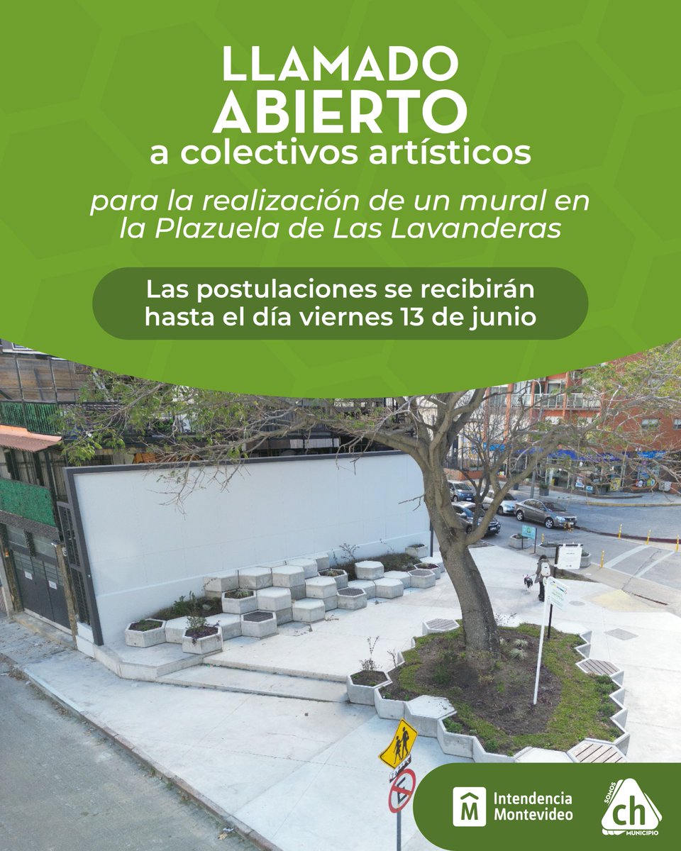 La Secretaría de Equidad Étnico Racial y Poblaciones Migrantes de la IM y el Municipio CH invitan a colectivos artísticos a participar en la convocatoria para realizar un mural en la Plaza de Las Lavanderas, barrio La Mondiola.  Más info en: bit.ly/4jzvk4o #SomosCH