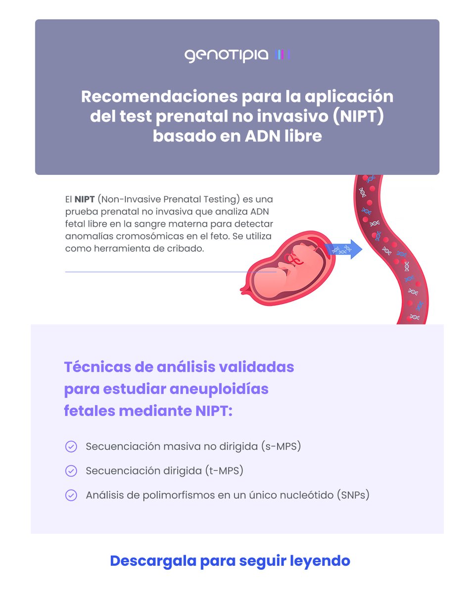 genotipia's tweet photo. 👶🔬 ¿Aplicas el test prenatal no invasivo en tu práctica clínica?
📎 Descárgala gratis la infografía para mejorar tu toma de decisiones.
👉 https://t.co/njE6iamTd2
#GenéticaPrenatal #NIPT #Genotipia #MedicinaFetal #ADNlibre #SaludMaternoFetal #GenéticaClínica https://t.co/9gjUwU5uJi