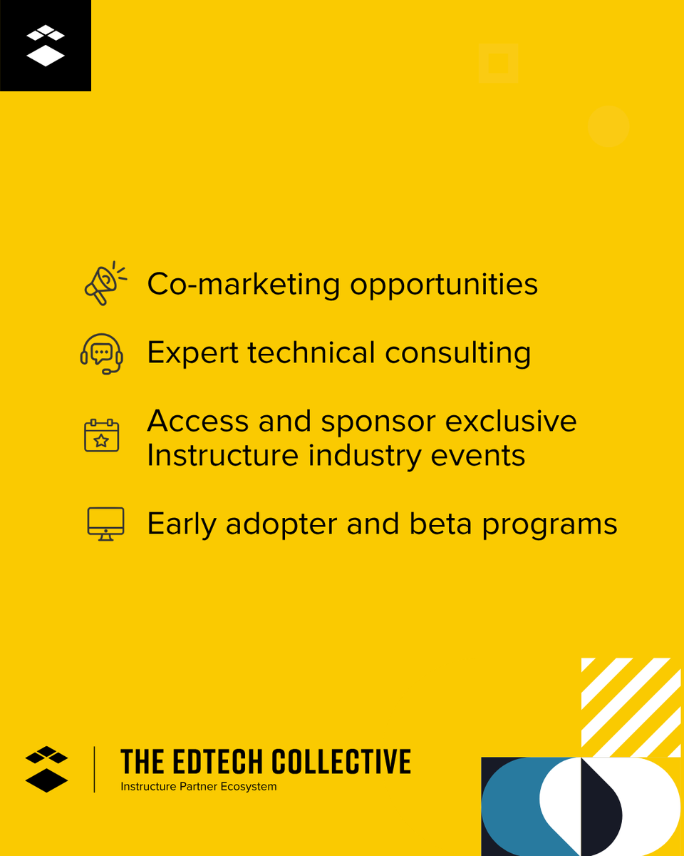 Instructure's tweet photo. At Instructure, openness means everyone is welcome. 🤩
 
That’s why we created the #EdTechCollective, a space for #EdTech partners to connect, grow, and thrive with flexible solutions and a relationship-first approach. 🤝
 
🔗 https://t.co/c2RWJZlP8i https://t.co/UvRKI3smVv