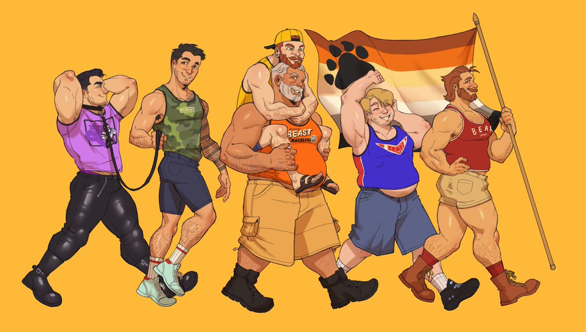 Bbg_ph's tweet image. We march with our chosen family this Pride Month.

Say hello to the full BBG mascots! 

Bearington - Red
Cubby -Blue
Yellow - Hunter / @migs_santi @mart_director
Orange - Daddy / @KumaPapaJoe
Green - Ozzy/ @BabyOtterAlex
Purple - Pup/ @radiojackun