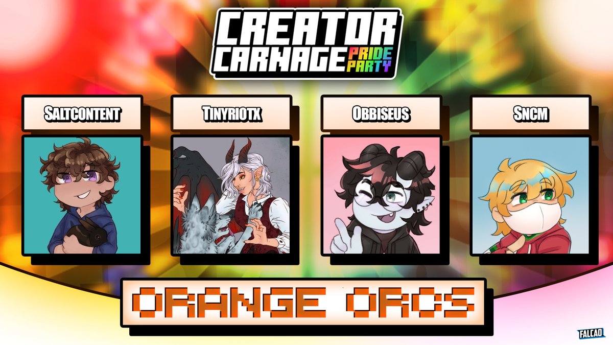 CreatorCarnage_'s tweet image. Introducing the Orange Orcs!
@SaltContent_ @TinyRiotx_ @obbiseus @sncmedd
Watch them create carnage on Sunday 15th June at 3pm EST / 8pm BST!