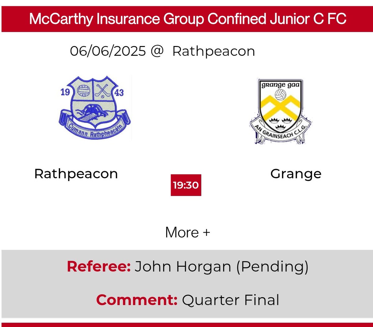Our county championship quarter final throws in tomorrow 6th June at 7:30 pm in Rathpeacon.

Google maps location is here 👇

maps.app.goo.gl/vEAHZU5hZNwcYr…

Please get out and support if you can!

<a href="/OfficialCorkGAA/">Cork GAA</a>
<a href="/AvondhuGAA/">Avondhu GAA</a>