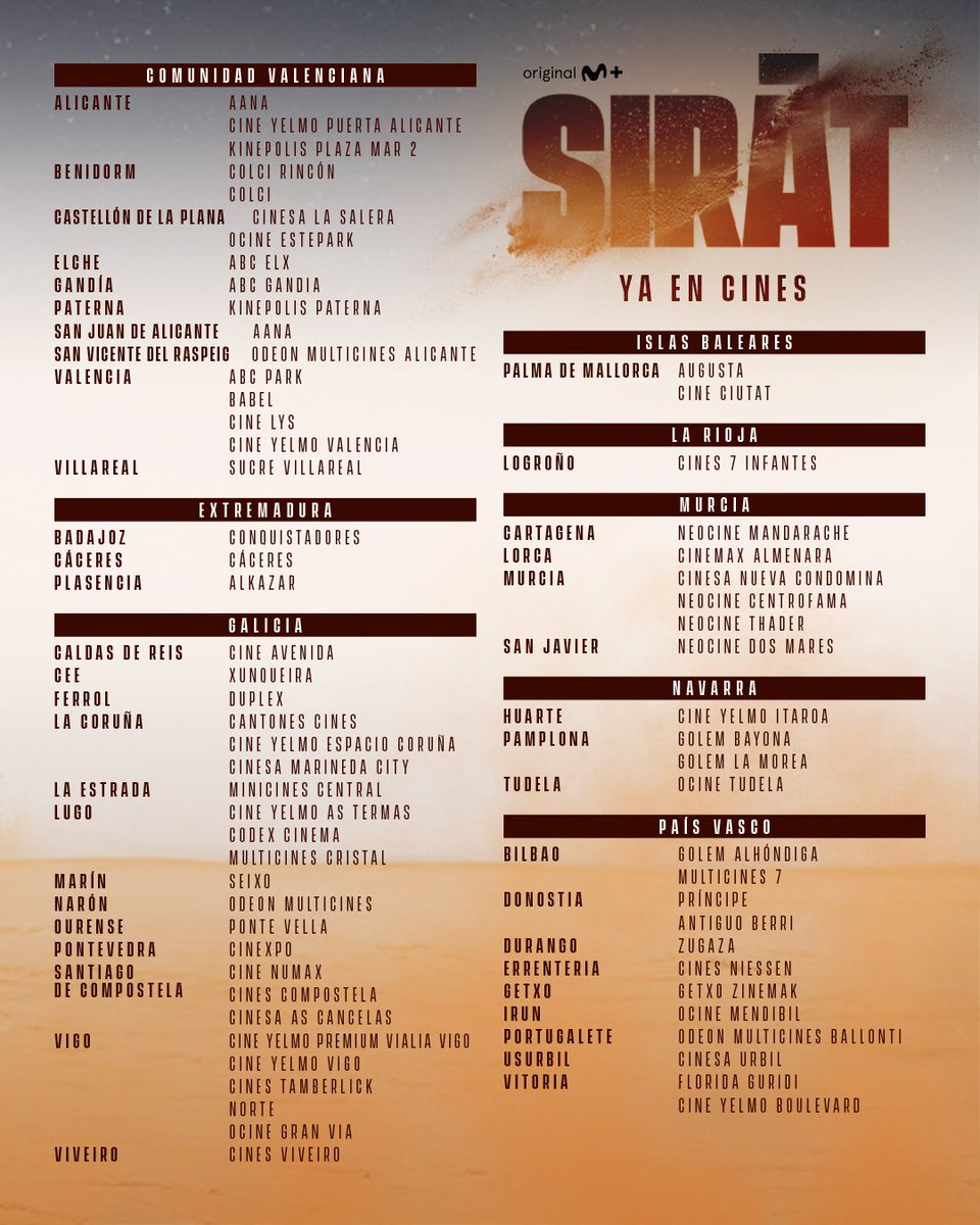 💥BAILA, GRITA, EXPLOTA.

Dirigida por Oliver Laxe y ganadora del Premio del Jurado en Cannes.

🔥¡#SIRÂT te lleva de rave a todos estos cines!