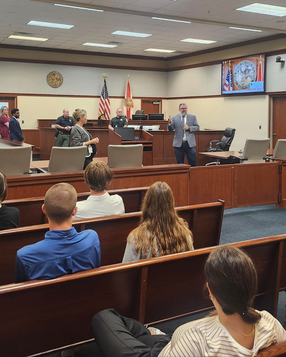 Judge Kenny Janesk spoke with students from the St. Johns County Sheriff’s Office LEVEL UP Teen Academy during a visit to the Richard O. Watson Judicial Center this week.