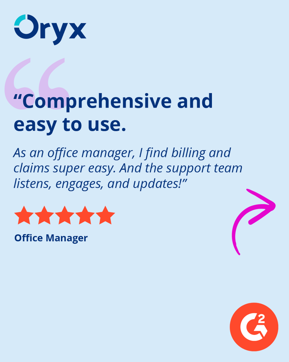 "A game changer."
"Innovative and user-friendly."
"Comprehensive and easy to use."

Real reviews from real dental teams 💬
Oryx is built for the modern practice.

Hear It from the Pros—Then See for Yourself
🔗 Book your demo today: go.oryxdental.com/4kwrfiT