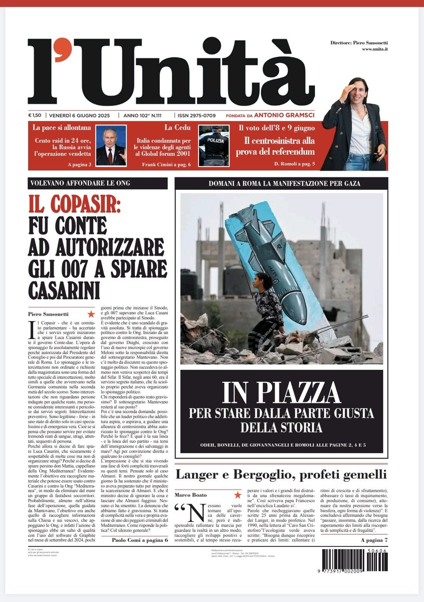 📰 La prima pagina dell’#Unità del #6giugno

Abbonati subito: bit.ly/ABBONATI-SUBITO