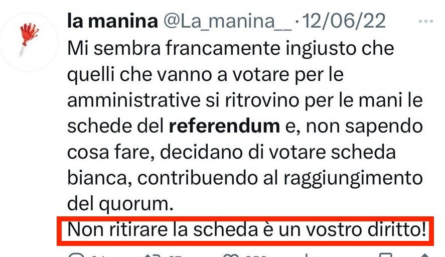 Che strano, oggi sostieni che chi non vota al referendum non è un bravo cittadino, ma nel 2022 la pensavi diversamente, eh?