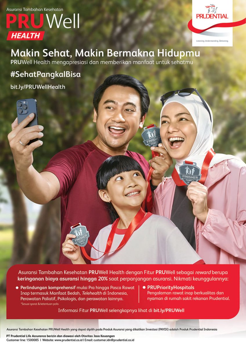 HANN2706's tweet photo. Asuransi Tambahan Kesehatan PRUWell Health
Silakan klik link di bawah ini untuk dapat berdiskusi dengan Tenaga Pemasar kami https://t.co/76ch8eEk2W . Salam sehat dan semangat dari Prudential https://t.co/Lh3FmjsB82
