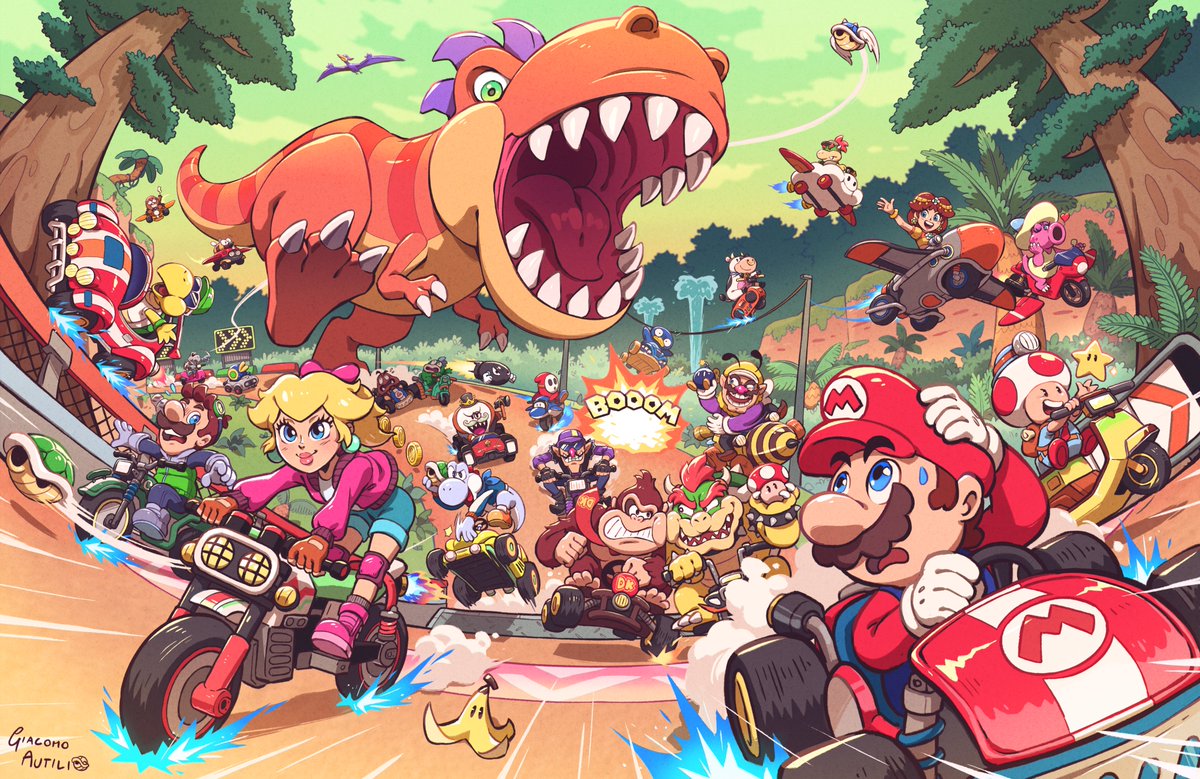 Mario Kart World illustration made for a contest held by @GameStopItalia 🦖🦖🦖

#ArtZoneGS #MarioKartWorld #NintendoSwitch2 #SuperMario #マリオカートワールド