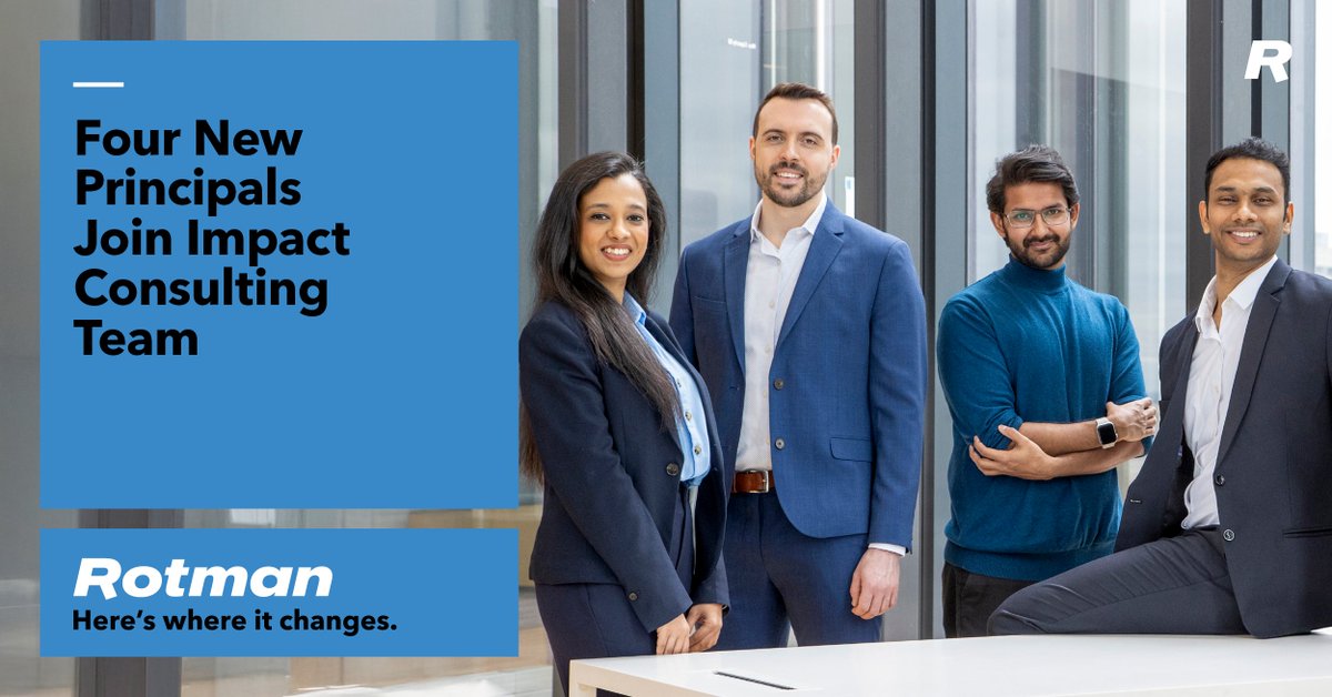 Rotman School (@rotmanschool) on Twitter photo Looking for consulting services? Four new principals have been appointed at the Rotman School's Impact Consulting Group, which provides innovative and high-quality tailored solutions for clients. Read more about the new team here. ow.ly/KIVZ50W53YJ Looking for consulting services? Four new principals have been appointed at the Rotman School's Impact Consulting Group, which provides innovative and high-quality tailored solutions for clients. Read more about the new team here. ow.ly/KIVZ50W53YJ