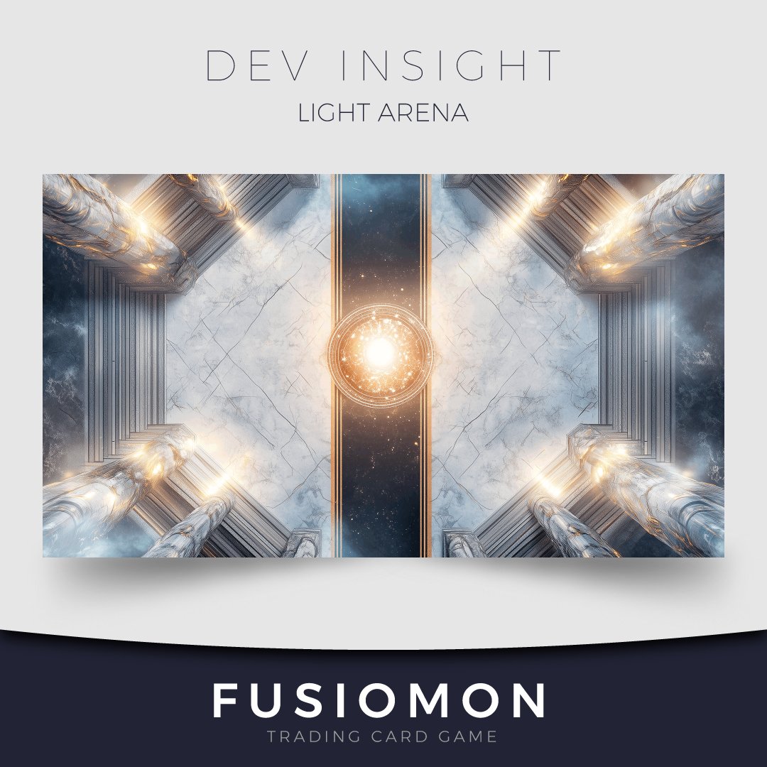Welcome to the Light Arena in Fusiomon! Bathed in golden rays and crystal glow, Light-types shine brightest here. It's all about clarity, speed, and radiant power. Can you outshine your opponents in this glowing battlefield? #Fusiomon #indiegame #indiedev #gamedev #TCG