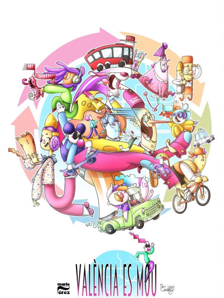 Falla municipal infantil 2026. 🧑‍🎨 🎨 
Artista: Mario Pérez 
Diseño:  Paco Camallonga 
Lema: Valencia es mou.