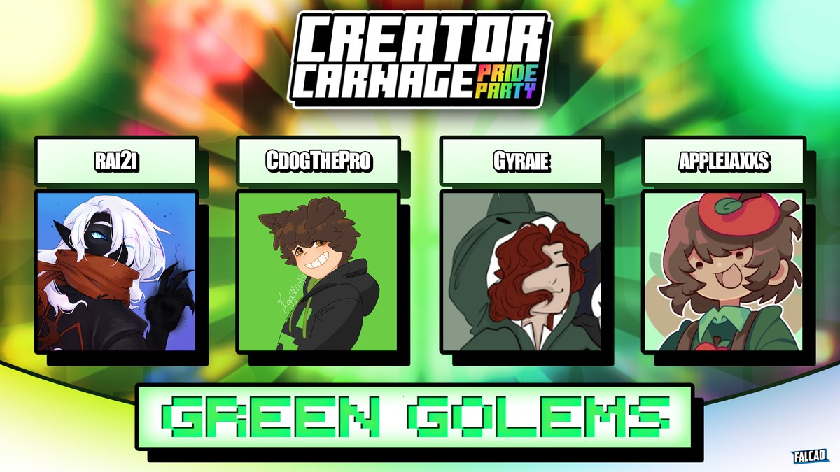 CreatorCarnage_'s tweet image. Introducing the Green Golems!
@_rai2i @CdogThePro @Gyraie @applejaxxs_
Watch them create carnage on Sunday 15th June at 3pm EST / 8pm BST!