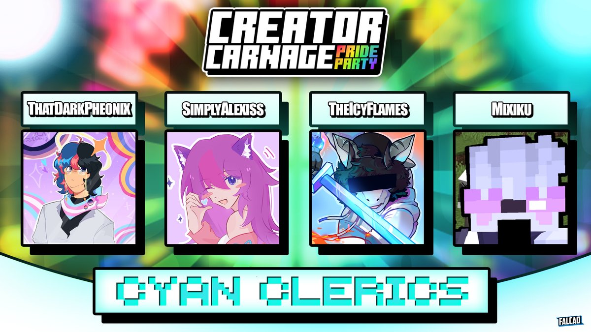 CreatorCarnage_'s tweet image. Introducing the Cyan Clerics!
@ThatDarkPenix @SimplyAlwxis @TheIcyFlames @Mixiku_
Watch them create carnage on Sunday 15th June at 3pm EST / 8pm BST!