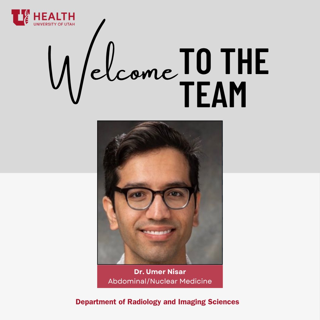 UofURadiology (@uofuradiology) on Twitter photo Please join us in giving a warm welcome to our newest faculty member, Dr. Nisar, beginning June 13. We look forward to having Dr. Nisar in our department! <a href="/UofUHealth/">University of Utah Health</a> #NewFaculty #Radleader Please join us in giving a warm welcome to our newest faculty member, Dr. Nisar, beginning June 13. We look forward to having Dr. Nisar in our department! <a href="/UofUHealth/">University of Utah Health</a> #NewFaculty #Radleader