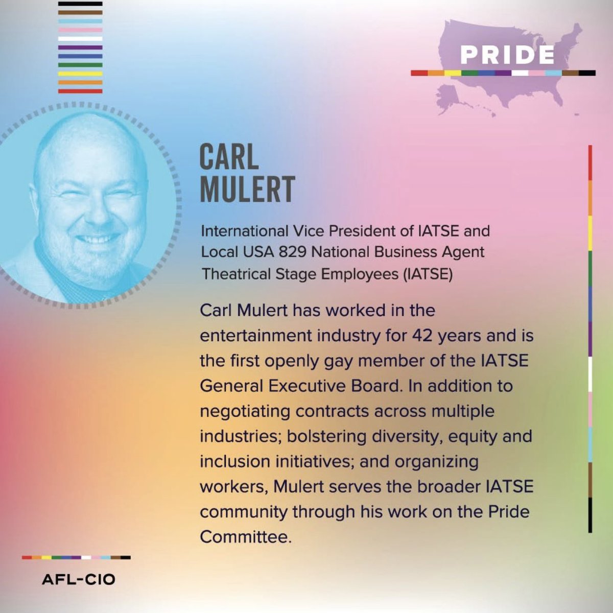 IATSE // #IASolidarity (@iatse) on Twitter photo Meet today's Pride Month <a href="/AFLCIO/">AFL-CIO ✊</a> spotlight, Carl Mulert. Carl is an Int’l VP, the national business agent at <a href="/USA829IATSE/">United Scenic Artists</a> and has worked in the entertainment industry for over 40 years. Read more about Carl here: lnkd.in/ez5dun3X Meet today's Pride Month <a href="/AFLCIO/">AFL-CIO ✊</a> spotlight, Carl Mulert. Carl is an Int’l VP, the national business agent at <a href="/USA829IATSE/">United Scenic Artists</a> and has worked in the entertainment industry for over 40 years. Read more about Carl here: lnkd.in/ez5dun3X