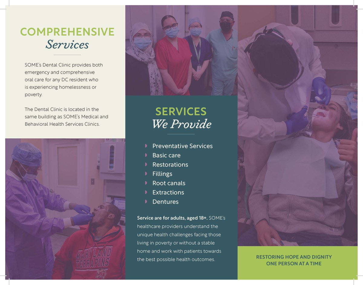 Our dental team provides high-quality, low-cost care to DC neighbors facing homelessness and poverty.

🦷 Cleanings
🦷 Fillings
🦷 Extractions &amp; more

📍60 O St NW | ☎️ (202) 797-8806

#SmileWithSOME #OralHealthMonth #HealthEquity #SOMECares