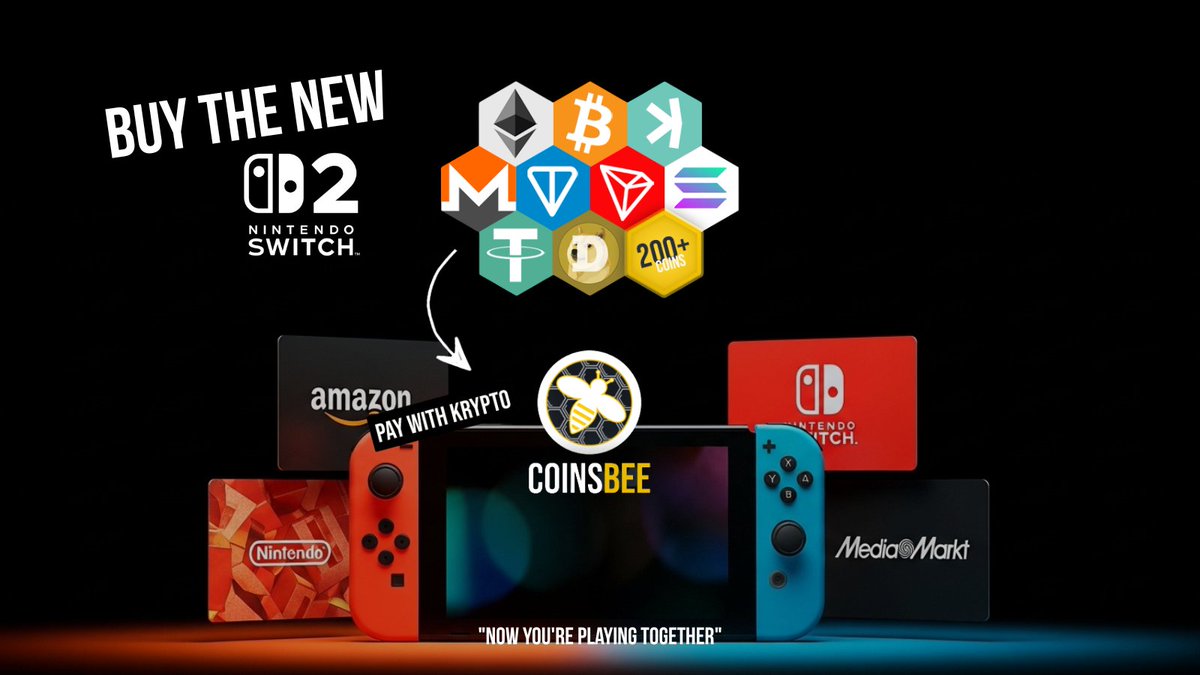 🎉 Level up! Nintendo Switch 2 drops TODAY. Pay with crypto on  https://t.co/XhYyS0Q1Ov for #Amazon, #Walmart, #Target & #MediaMarkt gift  cards, or grab the new #Nintendo game in seconds 💛🚀 #Switch2  #CryptoShopping #