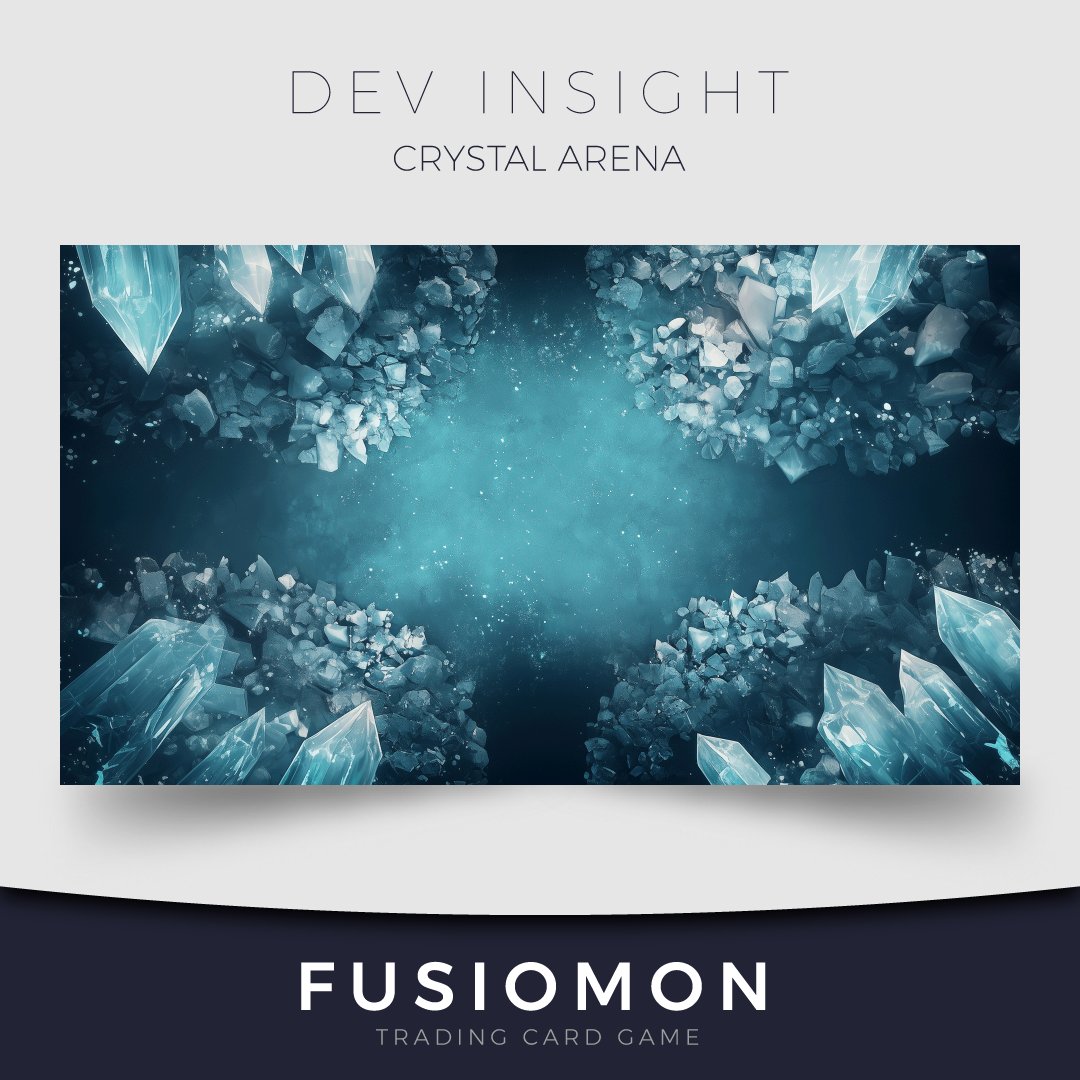 Welcome to the Crystal Arena in Fusiomon! A radiant battlefield of glowing shards and reflective walls - perfect for Crystal-types to shine. It's all about clarity, focus, and hidden strength. Can you rise and outshine the rest? #Fusiomon #indiegame #indiedev #gamedev #TCG