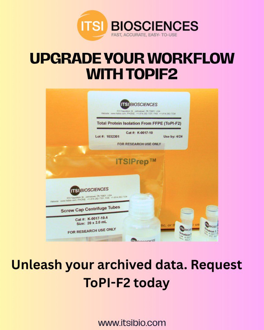 itsibio's tweet image. Start mining insights from your archives.
#FFPE #Proteomics #BiotechTools #ProteinExtraction #LifeSciences