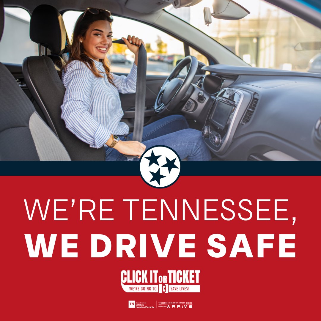 We’re Tennessee, we Buckle Up to drive safe — every trip, every time. #BuckleUpTN

More reasons to buckle up: tntrafficsafety.org/seat-belts
