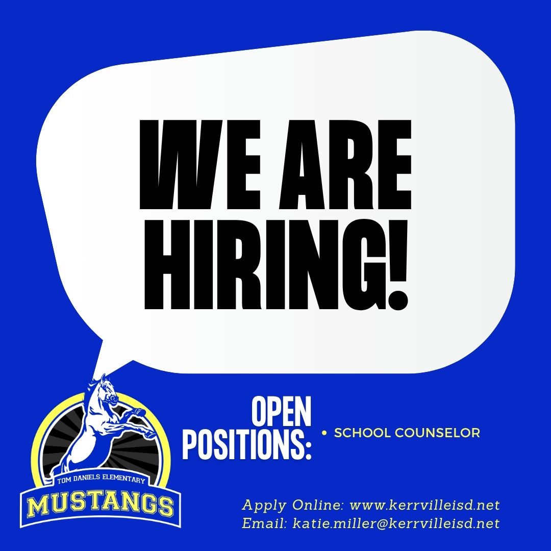 We are looking for our next school counselor to come and support our Mustang Family! If you know of someone incredible, send them our way!

APPLY HERE: applitrack.com/kerrvilleisd/o…