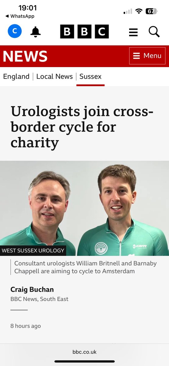 We are delighted to see that the BBC are highlighting the amazing efforts of Bike4TUF25, with an interview with Urologist's Barnaby Chappell and William Britnell, 

We are super proud of all the cyclists taking part - keep going 🚲💪