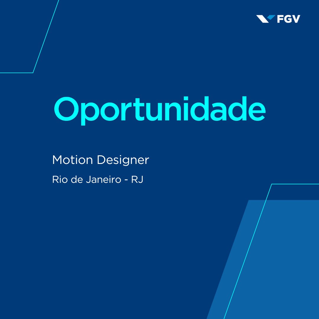 #OportunidadeFGV l Vaga para Motion Designer – Redes Sociais l RJ: tinyurl.com/6xa8fty5 #FGVCarreiras